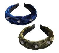 Pamtns Haarreif Blau 2 Stück Trachten Haarreif Samt Flechtoptik Haarreifen Damen Haarschmuck Oktoberfest Geflochten Stirnband Breit Haarband Vintage Rutschfest Trachtenschmuck Kopfband Strass