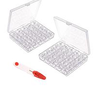 Pamtns Spulen Nähmaschine 50 Stück Nähspulen Kunststoffmit mit Transparent Spulenbox Nähmaschine Unterfadenspulen Spulen Aufwarhungsbox Transparente Kunststoff Nähspule 0.6cm Spulen NäHen Zubehör