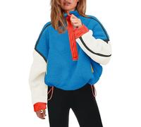 Panadila, Damen Fleece-Pullover mit halbem Reißverschluss, weich, warm und locker geschnitten, mit Taschen und kuscheligem Teddyfleece für hohen Tragekomfort, M