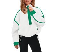 Panadila, Damen Fleece-Pullover mit halbem Reißverschluss, weich, warm und locker geschnitten, mit Taschen und kuscheligem Teddyfleece für hohen Tragekomfort, S