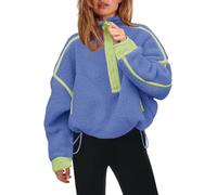 Panadila, Damen Fleece-Pullover mit halbem Reißverschluss, weich, warm und locker geschnitten, mit Taschen und kuscheligem Teddyfleece für hohen Tragekomfort, L