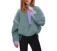 Panadila, Damen Fleece-Pullover mit halbem Reißverschluss, weich, warm und locker geschnitten, mit Taschen und kuscheligem Teddyfleece für hohen Tragekomfort, S
