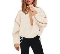 Panadila, Damen Fleece-Pullover mit halbem Reißverschluss, weich, warm und locker geschnitten, mit Taschen und kuscheligem Teddyfleece für hohen Tragekomfort, S