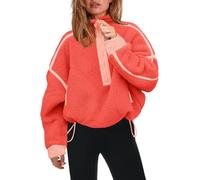 Panadila, Damen Fleece-Pullover mit halbem Reißverschluss, weich, warm und locker geschnitten, mit Taschen und kuscheligem Teddyfleece für hohen, L