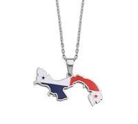 Panama-Karten-Halskette Für Männer Und Frauen, Panama-Karten-Halskette Mit Flagge, Schmuck, Modische Schlüsselbeinkette, Halskette Mit Ethnischem Symbol-Anhänger, Silber, 45 cm Lange Kette