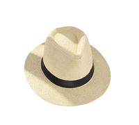 Panama Strohhut für Herren, Jazz-Hut, Fedora, Freizeit, Cowboyhut, Western, Damen, Sonnenhut, Strand, Reise, Urlaub, Sommer, faltbar, Schirm, Sonnenschutz, UV-Schutz, beige, 58/60 cm