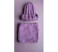 PANAPUFA Handgestrickte Chunky Beanie - 100 % Merinowolle violett