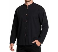 PANASIAM Fischerhemd Herren - Langarmhemd - Sommerhemd aus 100% Baumwolle | Fisherman Shirt, Holzknöpfe, ohne Kragen, Baumwollhemd, Mittelalterhemd, weich und bequem, ohne Taschen, farbecht, M-XXL