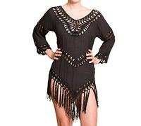 PANASIAM Ibiza Strandtunika Damen - luftiges Strandkleid Sommer aus 100% Baumwolle - Boho Tunika/Strandponcho, Pareo & Kimono Cover Up für Strand, Urlaub & Festival