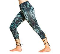 PANASIAM Leggings Damen - lace-up 3/4 Länge - Caprihose mit Schnürung | Handgefärbtes Unikat, weicher High Waist Bund, Fitnesshose für Sport & Freizeit, atmungsaktiv, Viskose + Elasthan, Yogahose