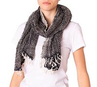 PANASIAM scarf cotton woven, black n white, 165x50cm