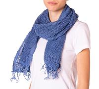 PANASIAM scarf cotton woven, dark blue, 165x50cm