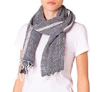 PANASIAM scarf cotton woven, grey w white, 165x50cm