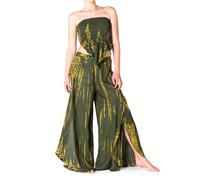 PANASIAM Tie-Dye Zweiteiler Cuba - Set Bustier Bandeau Oberteil & Palazzo-Hose, Sexy Korsage Crop Top, Hosenkleid mit weiten Beinen - Damen - elegant