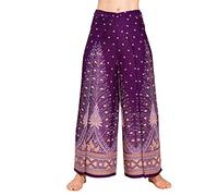 PANASIAM Wickelhose Damen - Weite Palazzohose - Boho Stil - in 3 Längen | leichte Sommerhose aus Viskose, Hosenrock gerader Schnitt, Strandhose, variabler Bund zum Binden, Peacock & Oriental Design