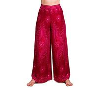 PANASIAM Wickelhose Damen - Weite Palazzohose - Boho Stil - in 3 Längen | leichte Sommerhose aus Viskose, Hosenrock gerader Schnitt, Strandhose, variabler Bund zum Binden, Peacock & Oriental Design