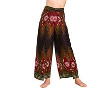 PANASIAM Wickelhose Damen - Weite Palazzohose - Boho Stil - in 3 Längen | leichte Sommerhose aus Viskose, Hosenrock gerader Schnitt, Strandhose, variabler Bund zum Binden, Peacock & Oriental Design