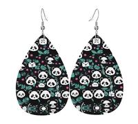 Panda-Leder-Ohrringe mit niedlichem Gesichtsmuster, Wassertropfenform, bedruckt, geeignet für den täglichen Gebrauch, Party, Dating-Szenen