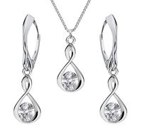 PANDA LUXURY JEWELLERY Schmuckset für Damen Unendlichkeit Ohrringe Silber 925 Hängend Kette mit Anhänger Schmuck Set für Sie mit Kristallen Infinity Halskette Mädchen Geschenk