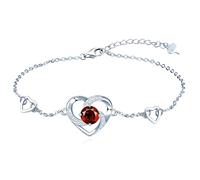 PANDA LUXURY JEWELLERY Silber 925 Damen Armband Glänzendes Accessoire Eleganter Schmuck für Damen und Mädchen - Einstellbare Länge Herz mit Zirkonia Valentinstag Weihnachten Geburtstag (Light Siam)
