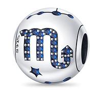 Pandach Damen Charm Anhänger Sternzeichen für Armband 925 Sterling Silber 12 Sternbilder Charms Beads passend für Pandora Armband, Kompatibel mit Europäischen Armband und Halskette für Frauen Mädchen