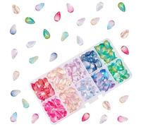 PandaHall 10 Farbe Teardrop Perlen, 200 Stück Wassertropfen Kristallglasperlen Transparent Lose Perlen Bunte Charms Anhänger für DIY Armband Ohrring Schmuckherstellung