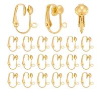 PandaHall 10 Stk. Nicht durchbohrter Eisenclip an Ohrringkomponenten, goldene Farbe, ca. 13,5 mm breit, 15,5 mm lang, 7 mm dick, Loch: ca. 1,2 mm