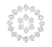 PandaHall 100 Stück Herz Kristall Charms Herzanhänger aus Legierung mit kubischen Zirkonia Für Mutter Großmutter Muttertagsgeschenk DIY Armband Halskette, Loch: 1mm, 10x8.5x5mm