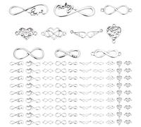 PandaHall 100 Stück Schmuckverbinder 10 Stile Edelstahlglieder Unendlichkeitsherz Flügelverbinder Charms Anhänger Unendlichkeit Symbol Anhanger Schmuckverbinder Für Armbänder Halskette Schmuck