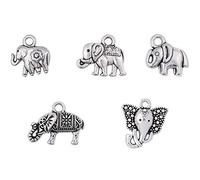 PandaHall 100 stücke 5 Arten Antike Silberne Tibetische Legierung Tier Elefant Charms Anhänger Glücksperlen Charme für DIY Armband Halskette Schmuck Machen