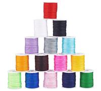 PandaHall 15 Farben 0.8mm Nylonschnur für Armbänder 150m Chinesische Knotenschnur Geflochtene Faden Beading String Nylonfaden für Makramee Schmuck Herstellung Kumihimo Freundschaftsbänder, 10m/Rolle