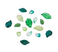 PandaHall 160 Stück Blattglas-Anhänger, 8 Stile, grüne transparente Blätter, baumelnde Charms, Glasabstandshalter lose Perlen für Armbänder Halsketten Ohrringe Schmuckherstellung, Loch: 1,2-1,5 mm
