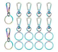 PandaHall 20pcs Rainbow Drehverschlüsse Set 10pcs Metall 1.5" Trigger Karabinerhaken Lanyard Schlüsselbund Haken Mit 10pcs 25mm / 0.98" Edelstahl Flach Schlüsselanhänger Für Geldbörse Riemen