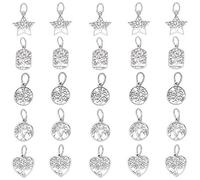 PandaHall 25pcs 5 Style Tibetan Style Legierungsanhänger Tibetan Alloy Beads Charms Für DIY Bracelet Necklace Jewelry Making, Antik Silber Farbe
