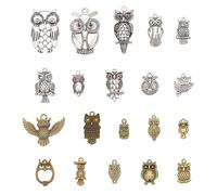 PandaHall 30 Stück Tibetische Eulen-Anhänger aus Legierung, 3 Farben Tier Charms Anhänger Vintage Gemischte Formen Charms für Halloween DIY Armband Halskette Schmuckherstellung, Bohrung: 1.6~3mm