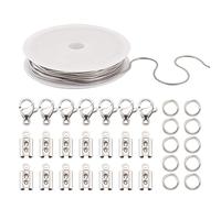 PandaHall 4,5 m lange Edelstahl-Halsketten-Ketten, 1,2 mm, runde Schlangenketten mit Sprungring & Karabinerverschluss & faltbarem Quetschende für Männer und Frauen, Halskette zur Schmuckherstellung