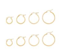 PandaHall 4 Paar runde Kreolen aus Edelstahl, 15 ~ 30 x 2 mm, goldener großer Ring, hypoallergen, für Frauen und Mädchen, Schmuck, Ohrringherstellung