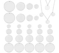 PandaHall 40 Stück 4 Größen flache Runde 304 Edelstahl Blank Stamping Tag Anhänger Durchmesser 10 15 20 25mm für Ohrring Armband Halskette Anhänger Charm Schmuckherstellung