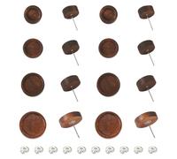 PandaHall 40 Stück Holz-Ohrstecker Kokosnussbraun Flach Rund Ohrstecker-Stifte mit 40 Stück Ohrmuttern für durchstochene Ohrringe Schmuckherstellung