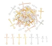 PandaHall 48 Stück Kreuz Anhänger Links, 4 Stil Kreuz Charms Doppelte Schleife Kreuzglieder Legierungs Verbindungs Charms für Ostern Weihnachten DIY Armband Halskette Schmuck Basteln Partygeschenke