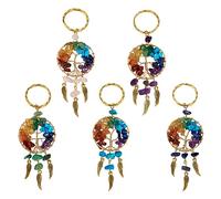 PandaHall 5 Stück Baum des Lebens Charms Edelstein Chip Schlüsselanhänger Anhänger Traumfänger Baumeln Ornamente für Auto Tasche Zuhause Hängender Schlüsselanhänger Schmuck