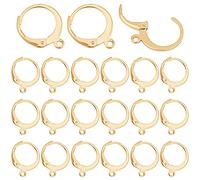 PandaHall 50 Stück 304 Edelstahl Hebel Zurück Hoop Ohrring Französische Ohrhaken Edelstahl Leverback Ohrringe Zubehör für DIY Ohrringe Basteln, 14,5x12mm, loch: 1mm; Stift: 0.8x1mm, Golden