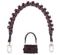 PandaHall Geflochtener Geldbörsenriemen, 1 STÜCK Kurzer Handtaschenriemen Ersatz Braun PU-Leder Gewebte Taschengriffe Mit Silberlegierungsverschluss Für Handtaschen-Frauen-Taschenherstellung, 43 cm