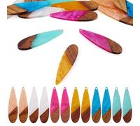 PandaHall Ohrring-Anhänger aus Harz, geometrische Anhänger, Vintage-Stil, Walnussholz, Statement-für böhmische Ohrringe, Halsketten, Schmuckherstellung, 12 Stück, Holz Holz Kunstharz