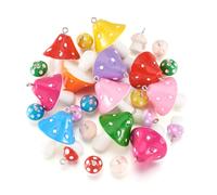 PandaHall Pilz-Anhänger aus Kunstharz, 8 Farben, Agaric-Pflanzen-Charms, baumelnde Perlen für Bastelarbeiten, Schmuckherstellung, Loch: 1,5-2 mm, 32 Stück