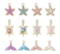 PandaHall Schildkröten-Anhänger, Emaille, Seestern, Schildkröte, Walschwanz, baumelnde Charms für Bastelarbeiten, Halsketten, Armbänder, Ohrringe, Schmuckherstellung, 24 Stück