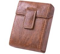 Pandalein Groß Zigarettenetui aus PU Kunstleder, Zigarettenschachtel für 20 Zigaretten, Leder Zigarettencase Zigarettenbox Zigaretten Etui für Damen Herren (Khaki)