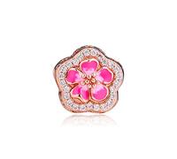 PANDOCCI 2019 Sommer Rosa Funkelnde Pfirsichblüte Blume Perle 925 Silber DIY Passt für Ursprüngliche Pandora Armbänder Charme Modeschmuck
