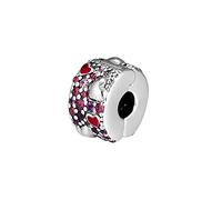 PANDOCCI 2019 Valentinstag Geschenk Asymmetrische Herzen der Liebe Red & Pink Royal Purple Clip 925 Silber DIY Passt für Original Pandora Armbänder Charme Modeschmuck
