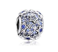 PANDOCCI 2019 Winter Blau Erhöhte Sterne Pflastern Perle 925 Silber DIY Passt für Ursprüngliche Pandora Armbänder Charme Modeschmuck